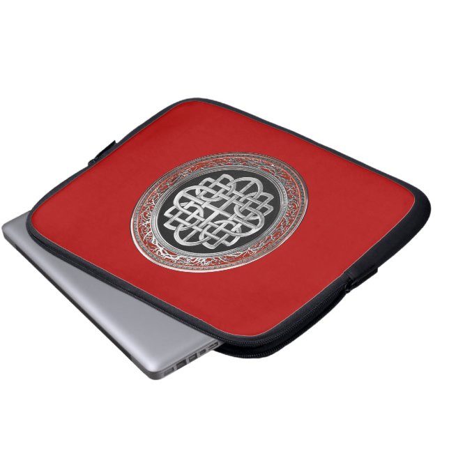 [400] Sacred Celtic Silver Knot Cross Laptop Sleeve (Voorkant onderkant)