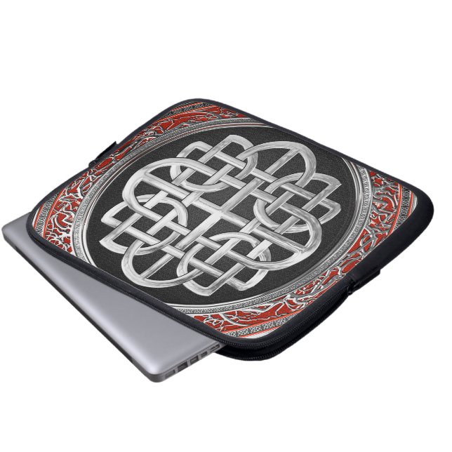 [400] Sacred Celtic Silver Knot Cross Laptop Sleeve (Voorkant onderkant)