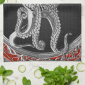 [400] Sacred Silver Octopus in Defensief Posture Theedoek (Gevouwen)