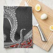 [400] Sacred Silver Octopus in Defensief Posture Theedoek (Quarter Fold)