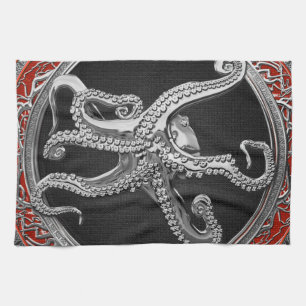 [400] Sacred Silver Octopus in Defensief Posture Theedoek