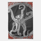 [400] Sacred Silver Octopus in Defensief Posture Theedoek (Verticaal)