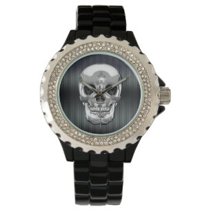 [400] Silver Human Skull. Horloge