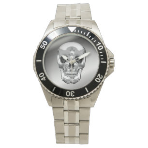 [400] Silver Human Skull. Horloge