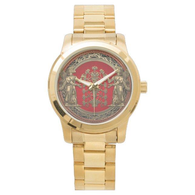 [400] Twee gouden nieren met een levensboom Horloge (Voorkant)