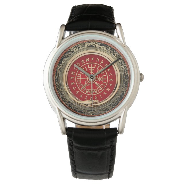 [400] Vegvisir - Viking Gold Magic Runass Horloge (Voorkant)
