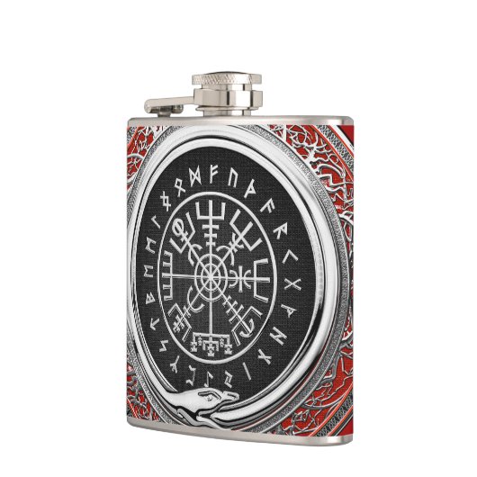 [400] Vegvisir - Viking Silver Magic Runass Heupfles (Links)