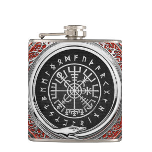 [400] Vegvisir - Viking Silver Magic Runass Heupfles
