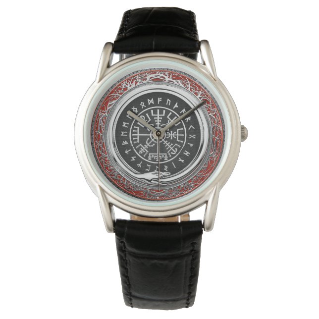 [400] Vegvisir - Viking Silver Magic Runass Horloge (Voorkant)