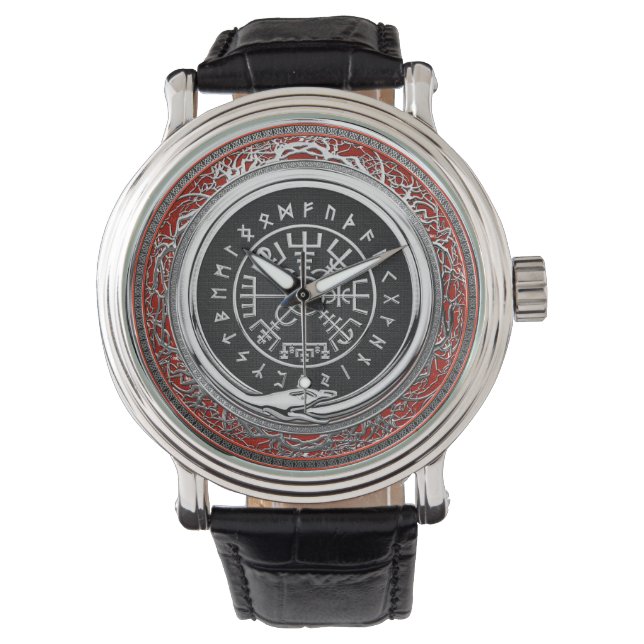 [400] Vegvisir - Viking Silver Magic Runass Horloge (Voorkant)