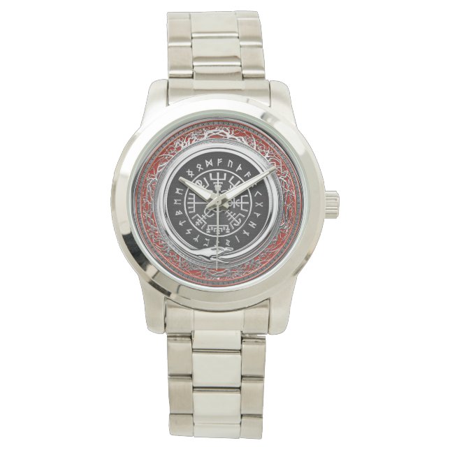 [400] Vegvisir - Viking Silver Magic Runass Horloge (Voorkant)