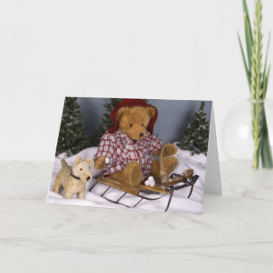 4010 Teddy Bear & Dog Kerstmis Feestdagen Kaart