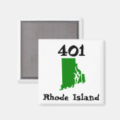 401, Area Code of Rhode Island Magneet (Voorkant / Achterkant)