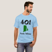 401, Gebiedscode van Rhode Island RI Ocean State T-shirt (Voorkant volledig)