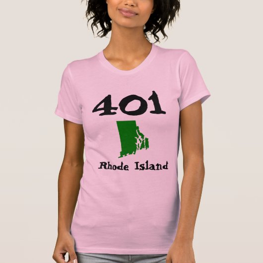 401, netnummer van Rhode Island RI (Cranston) T-shirt (Voorkant)