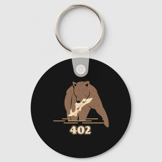 402 Vissen Beer Fat Brown Grizzly Lover Beartober Sleutelhanger (Voorkant)