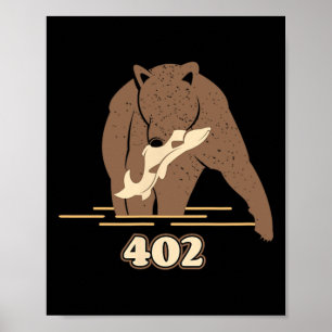 402 Vissen Beer Vet Bruine Grizzly Liefhebber Bear Poster