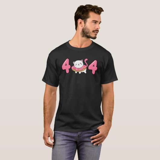 404 Cat Donut Web Developer Front End Ontwikkelaar T-shirt (Voorkant volledig)
