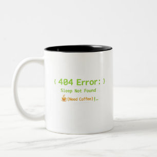 404 Fout: Slaap Niet Gevonden (Koffie Nodig) -  Tweekleurige Koffiemok