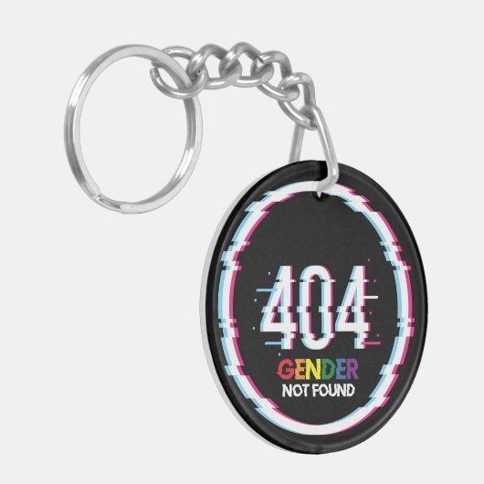 404 Gender Not Found | Funny LGBTQ | Pride Sleutelhanger (Voorkant Links)