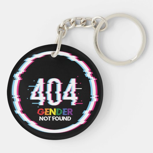 404 Gender Not Found | Funny LGBTQ | Pride Sleutelhanger (Achterkant)