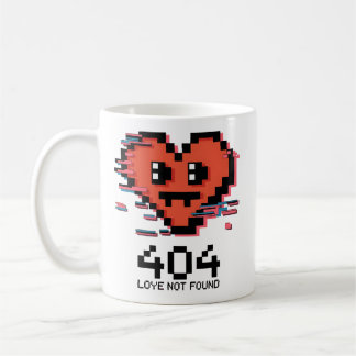 404 Love Not Found – Glitched Pixel Heart Koffiemok
