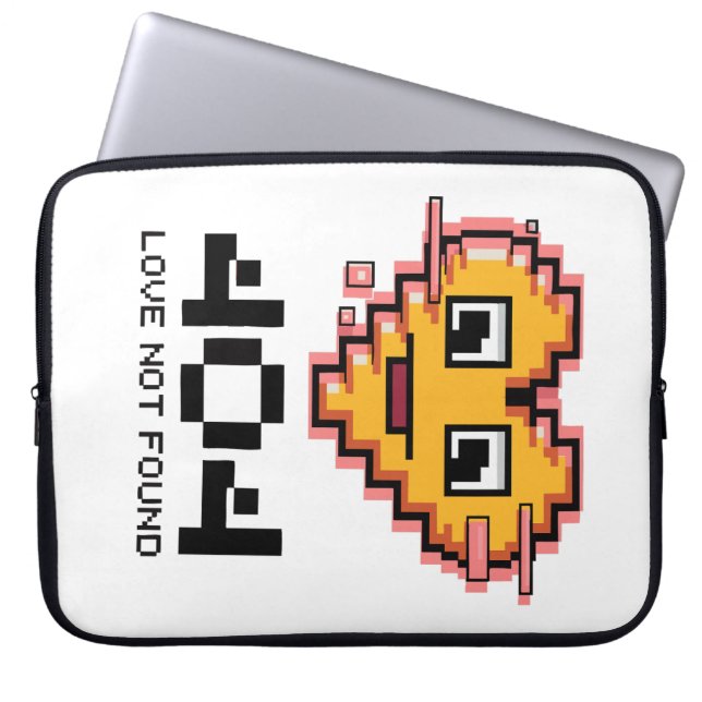 404 Love Not Found – Glitched Pixel Heart Laptop Sleeve (Voorkant)