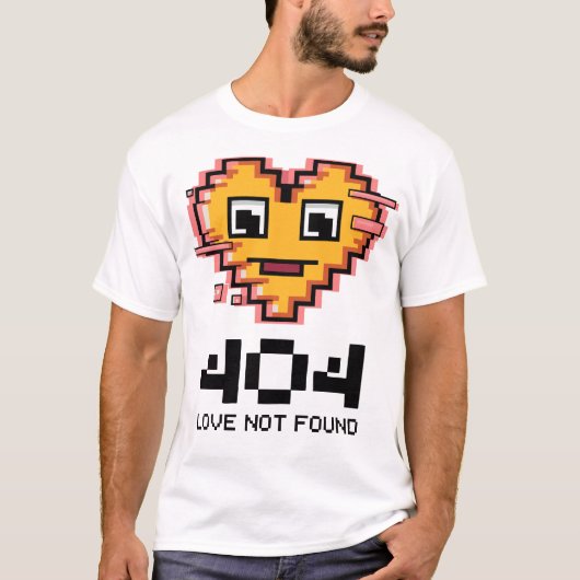 404 Love Not Found – Glitched Pixel Heart T-shirt (Voorkant)
