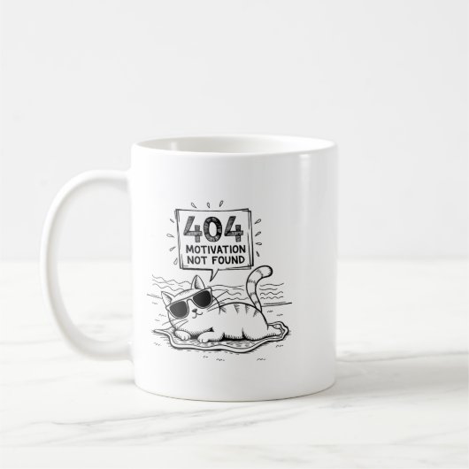 404 Motivation Not Found Funny Lazy Cat Humor Cat  Koffiemok (Links)