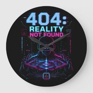 404 Realiteit Niet Gevonden Cyberpunk VR Wandklok
