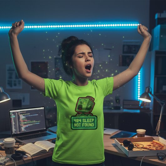 404 Sleep Not Found – Funny Tech Pixel Robot T-shirt