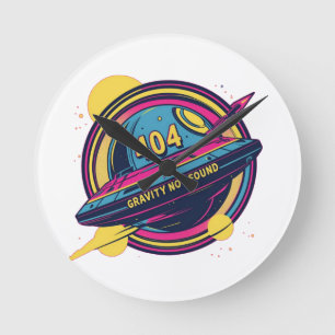 404 Zwaartekracht niet gevonden - Retro Space Pop Ronde Klok