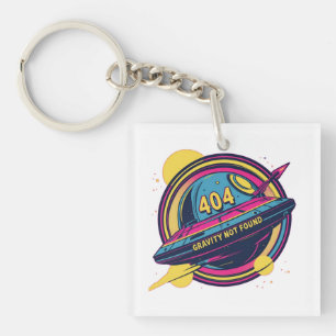 404 Zwaartekracht niet gevonden - Retro Space Pop Sleutelhanger