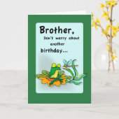 4086 Broeder Birthday, kikkervis Humor Kaart (Gele Bloem)