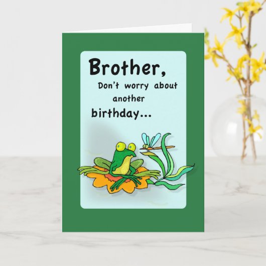 4086 Broeder Birthday, kikkervis Humor Kaart (Gele Bloem)