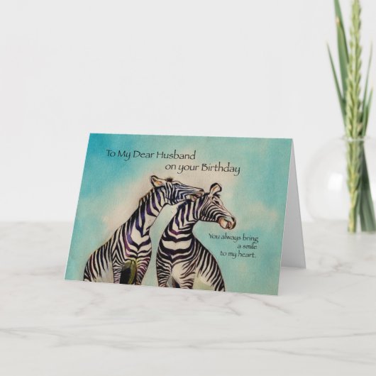 4089 echtgenoot Verjaardag Zebras Kaart (Voorkant)