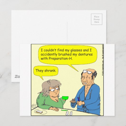 408 gebitten hemorroïde Cartoon Briefkaart (Voorkant / Achterkant)