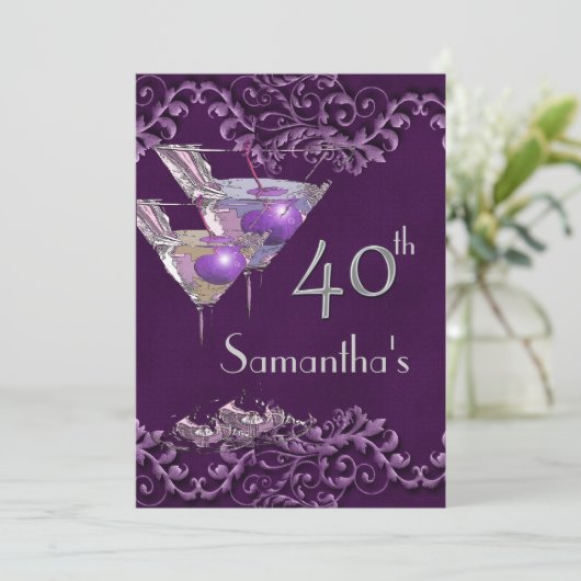 40 40e elegant  paars kaart (Staand voorkant)