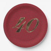 40 40e Jubileum Ruby Gold Typografie Papieren Bordje (Voorkant)