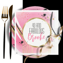 40 and Fabulous Birthday Pink Gold Sparkle Zwart