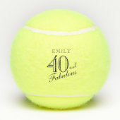 40 and Fabulous Elegant Script Naam 40th Birthday Tennisballen (Achterkant)