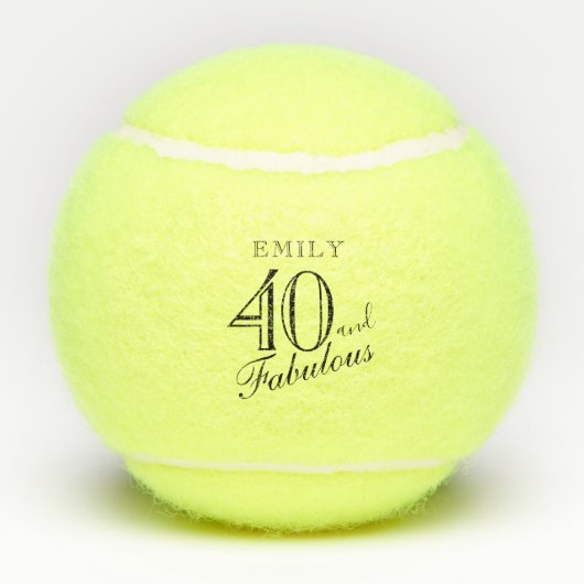 40 and Fabulous Elegant Script Naam 40th Birthday Tennisballen (Achterkant)