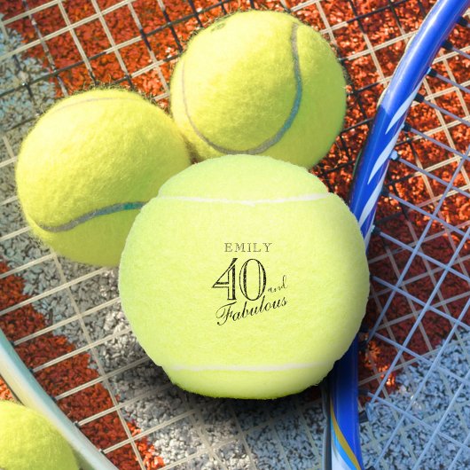 40 and Fabulous Elegant Script Naam 40th Birthday Tennisballen