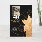 40 and Fabulous Gold Foliage 40th Birthday Foto Kaart (Voorkant)