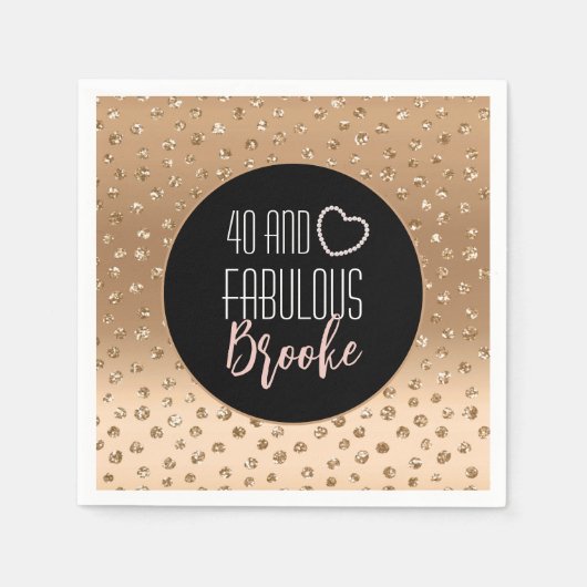 40 and Fabulous Gold Sparkle Black Blush Glamoureu Servet (Voorkant)