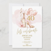 40 and Fabulous PInk 40th Birthday Invitation Kaart (Voorkant)