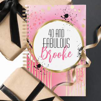 40 and Fabulous Pink Black Abstract Vrouwelijk Planner