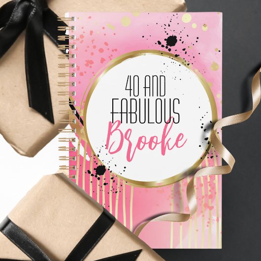 40 and Fabulous Pink Black Abstract Vrouwelijk Planner