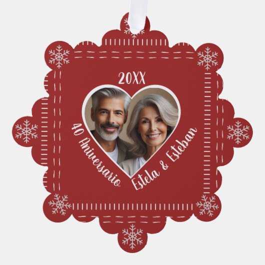 40 Aniversario Personalizado Papier Ornament Kaart (Voorkant)