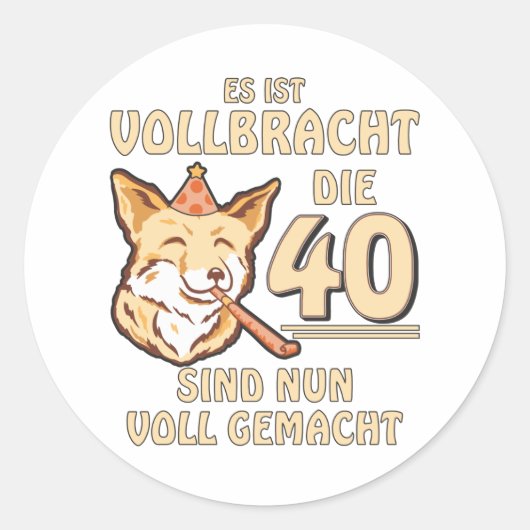 40 BIRTHDAG RONDE STICKER (Voorkant)